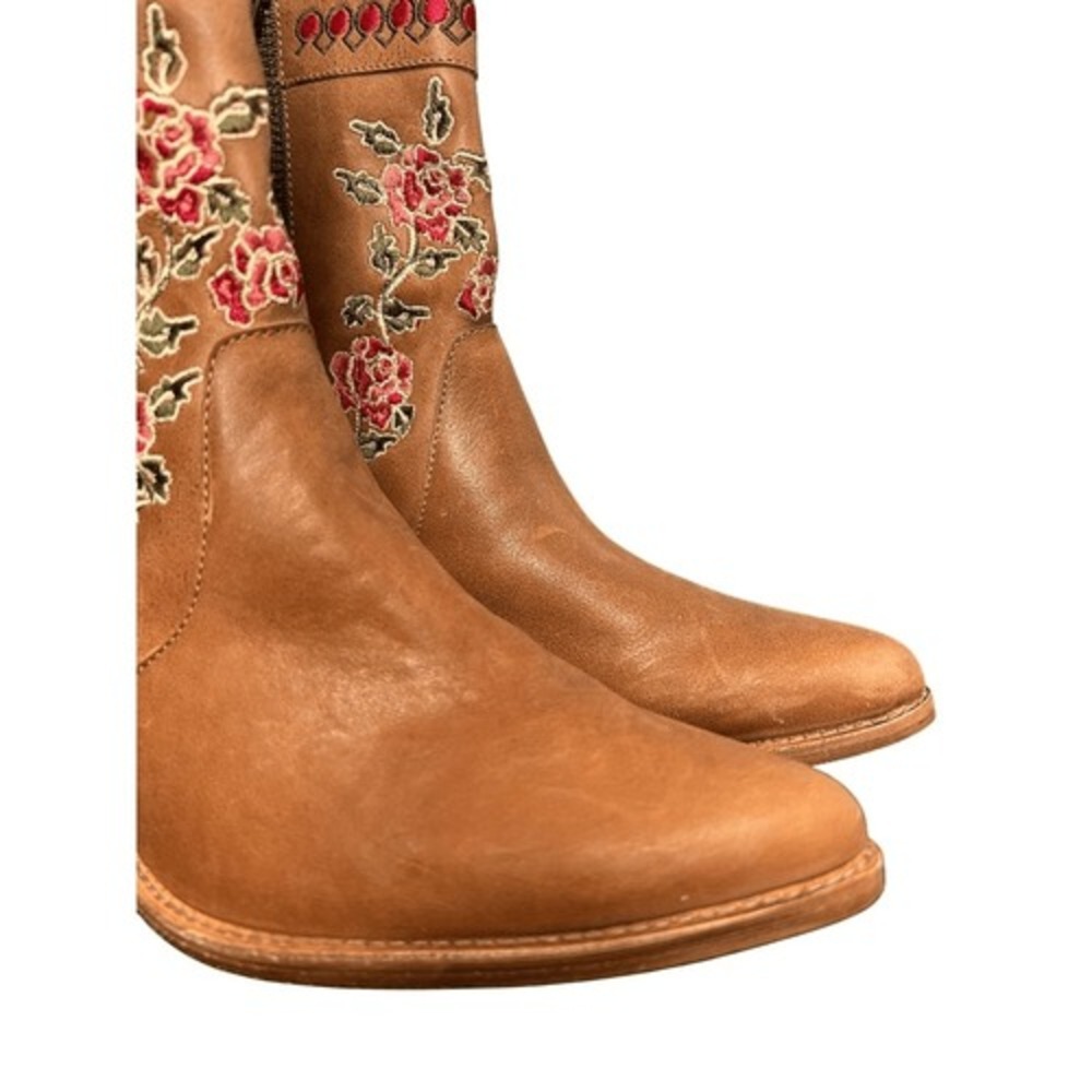 Anthropologie Marco Delli Embroidered Leather Western Boot Size 36 Floral Cowboy - Picture 4 of 14